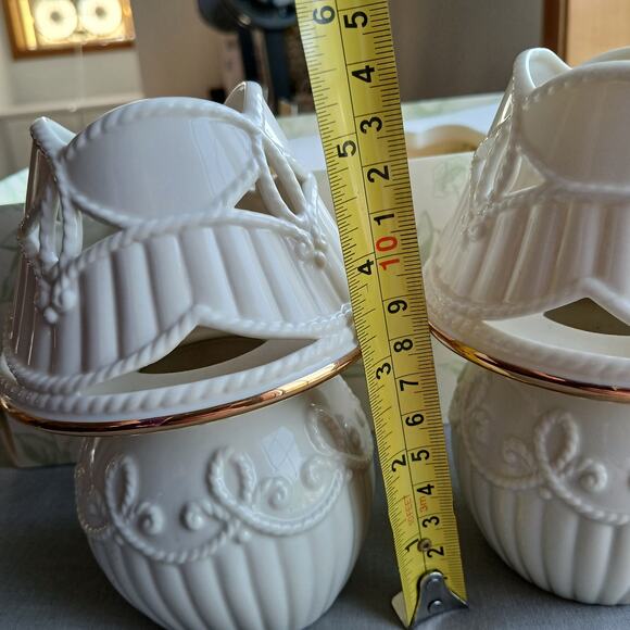 Lenox Great Giftables Carved Tea Light Lamps set of 2 in original box EUC - Picture 6 of 8